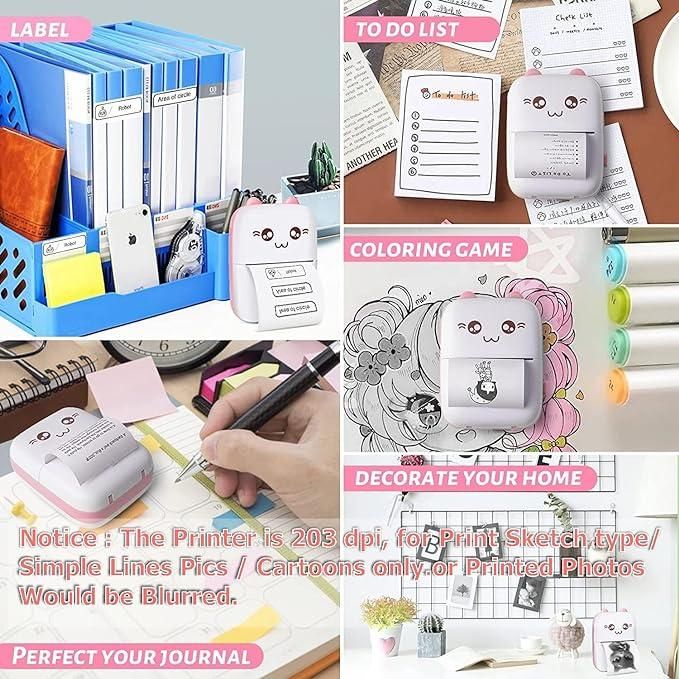 🖨️ Inkless Bluetooth Pocket Printer – Cute, Compact & Creative! 🐾
