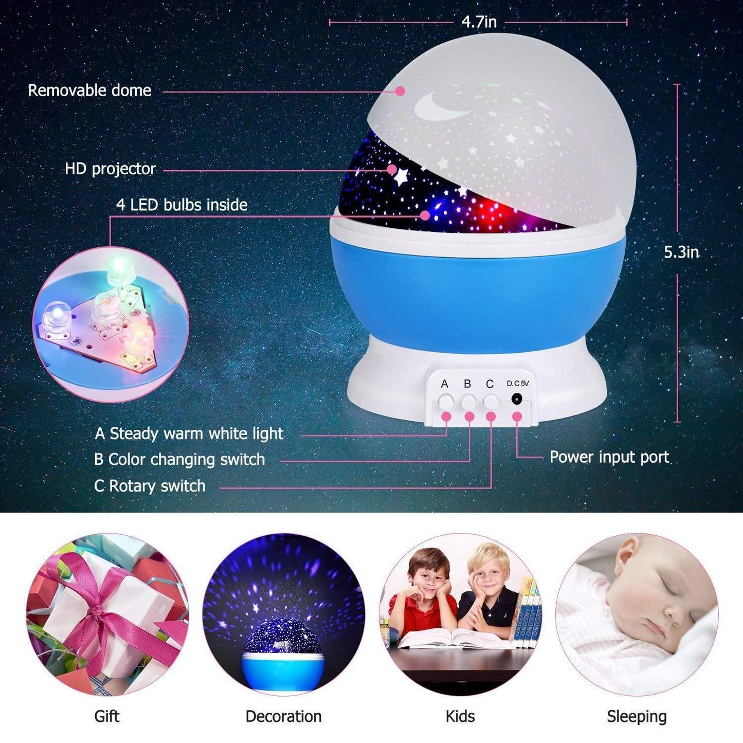 🌙✨ Star Moon Night Light – Bring the Galaxy to Your Room! 🌌💫